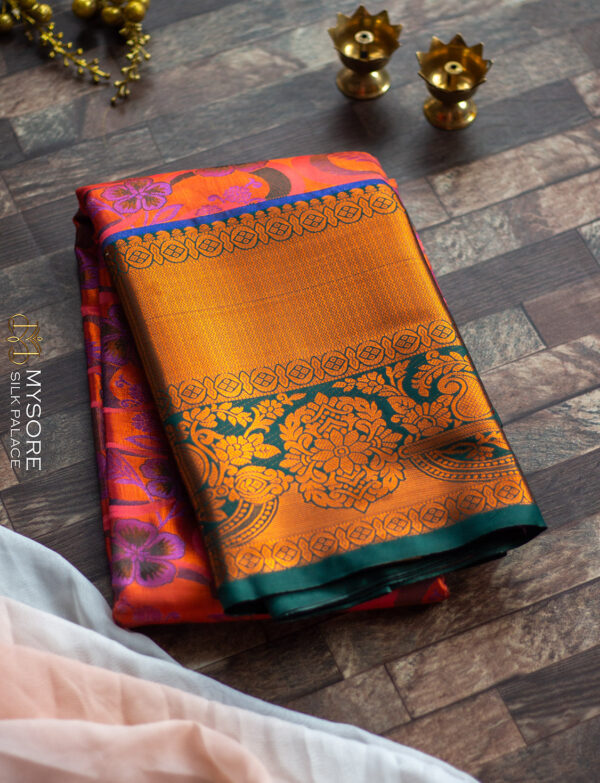Minakari copper pink semi silk saree