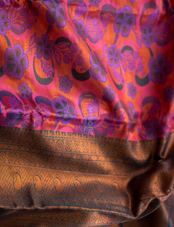 Minakari copper pink semi silk saree - Image 2