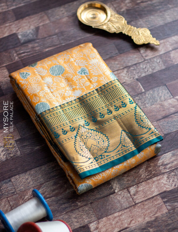 Yellow & green semi kanchipuram silk