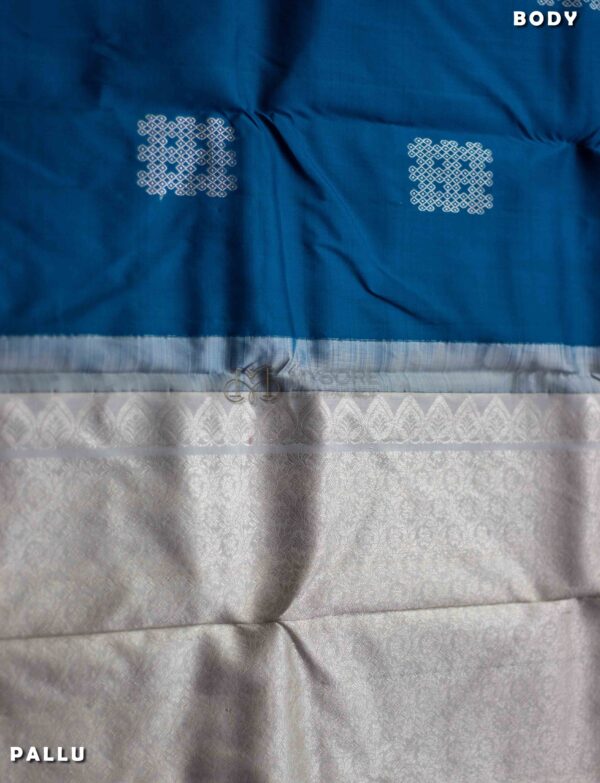 Blue silver kanchipuram silk saree ST - Image 2