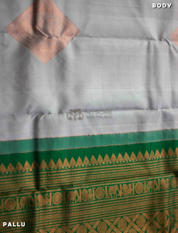 Grey & copper kanchipuran silk saree ST - Image 2