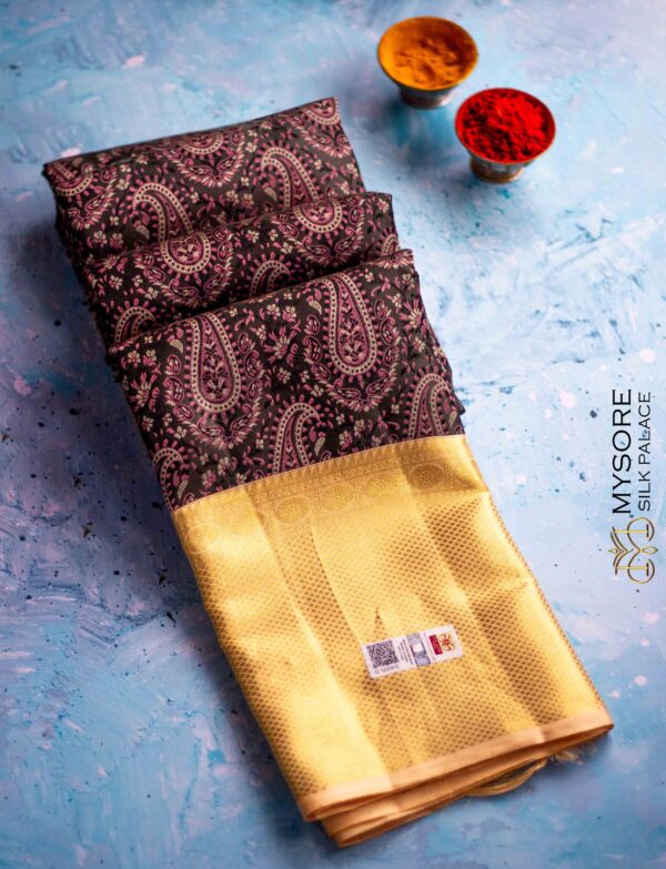Black & beige kanchipuram silk saree ST