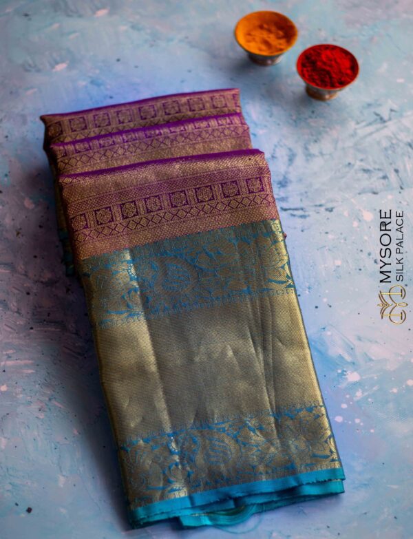 Purple & blue kanchipuram silk saree ST