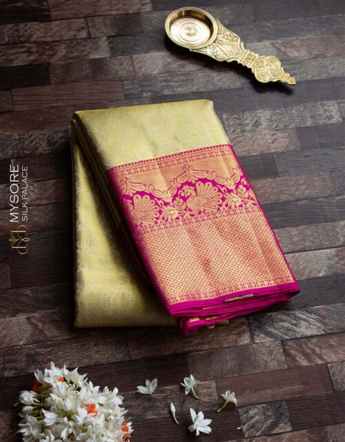 White & pink kanchipuram silk saree ST
