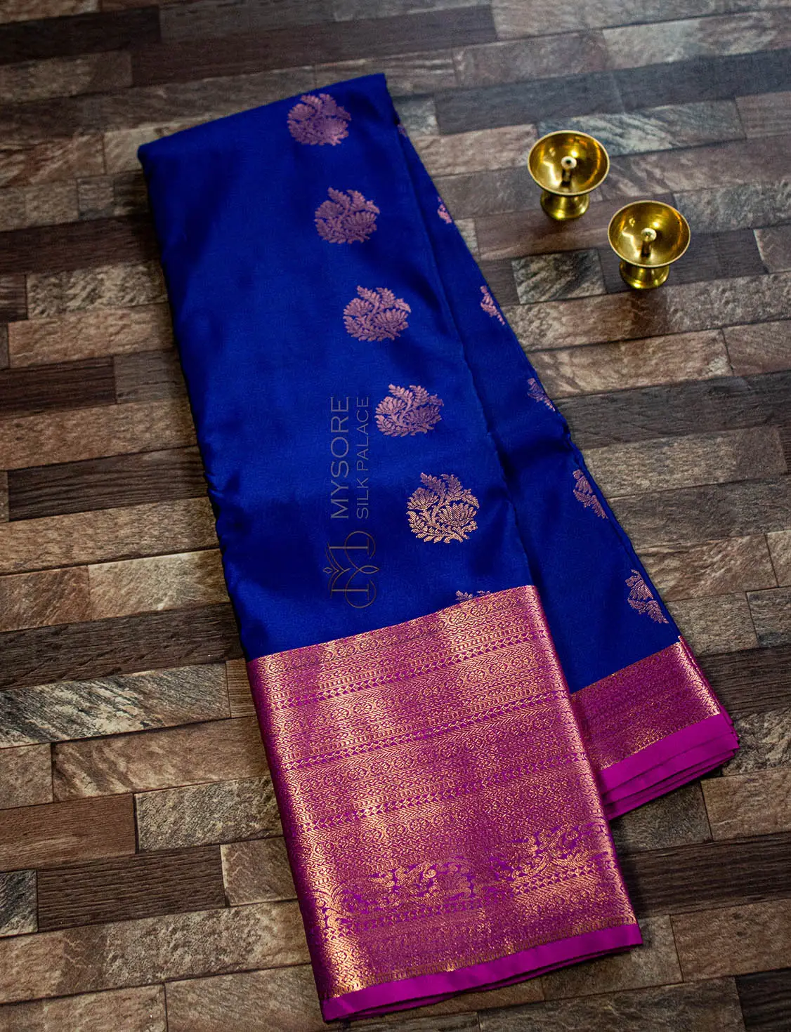 Blue & Pink Semi Silk Saree
