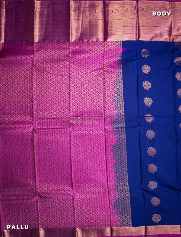 Blue & Pink Semi Silk Saree - Image 2