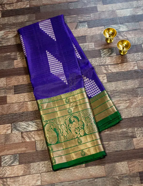 Blue & Green Semi Silk Saree