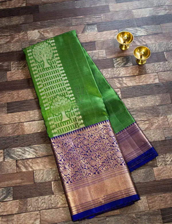 Green & Blue Semi Kanchipuram Silk Saree