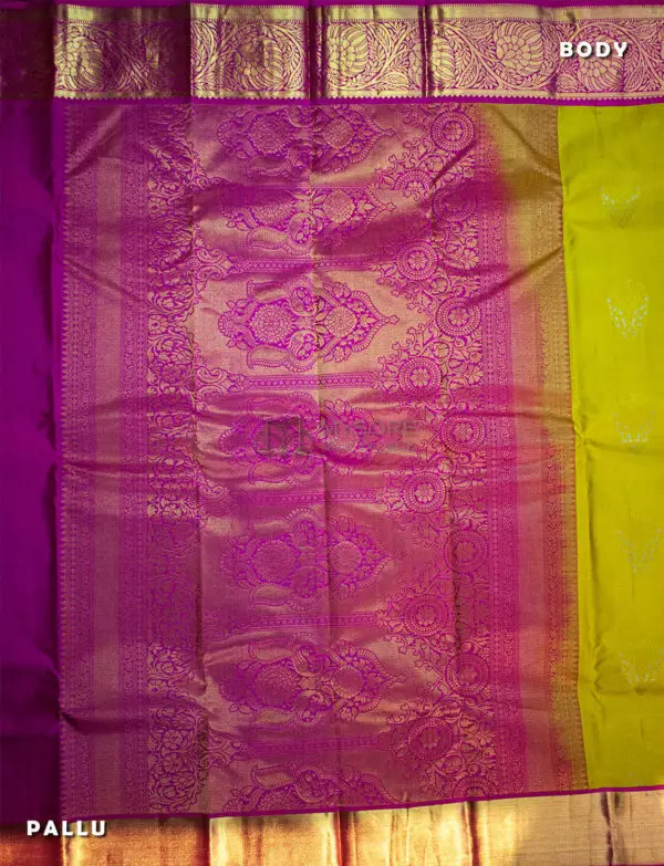 Yellow & PInk Kanchipuram Silk Saree - Image 2
