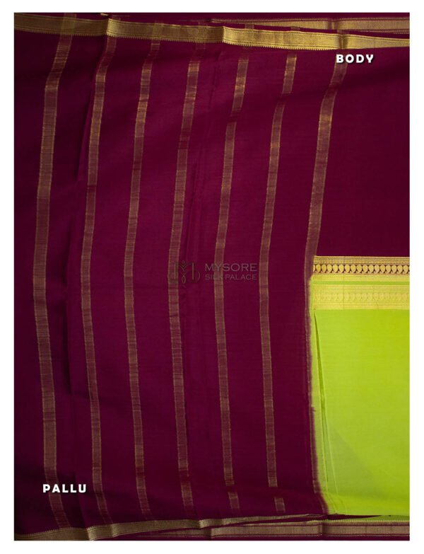 Green & Brown Mysore Silk Saree - Image 2