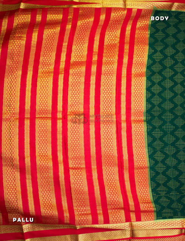 Green Mysore Silk Saree - Image 2