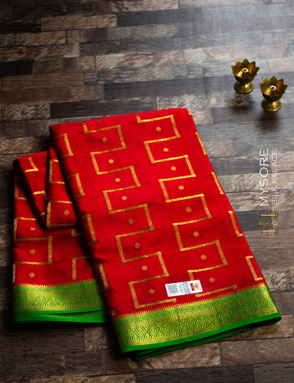 Red & Green Mysore Silk Saree