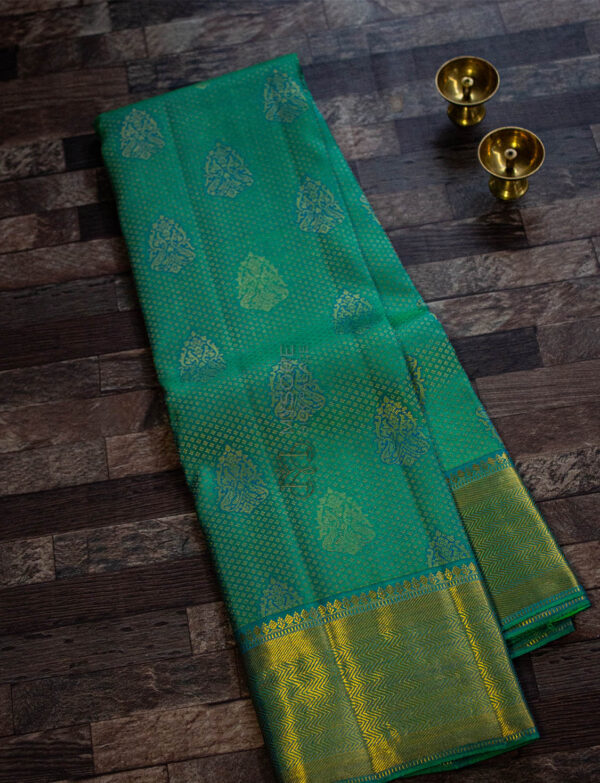 Aqua Green Kanchipuram Silk Saree