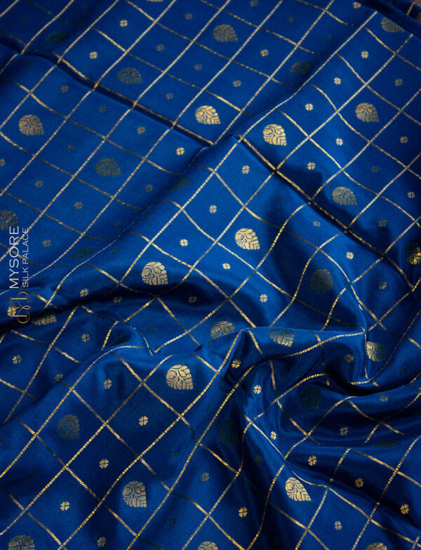 Rama Blue Pure Mysore Silk Saree - Image 2