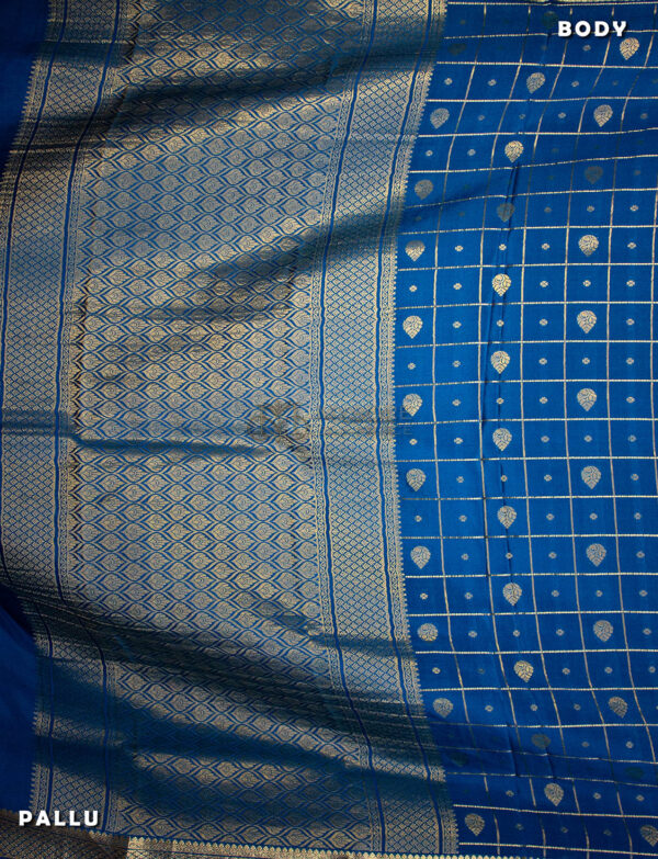 Rama Blue Pure Mysore Silk Saree - Image 3