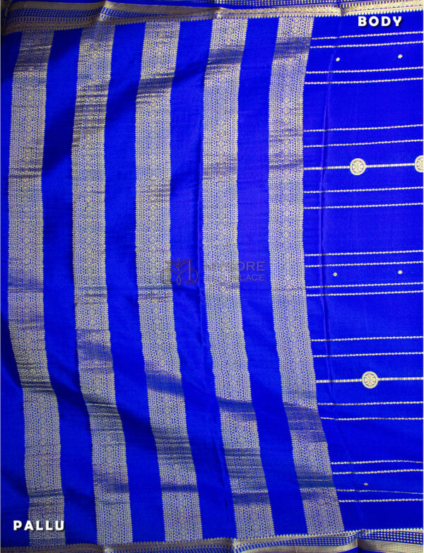 Royal Blue Pure Mysore Silk Saree - Image 3