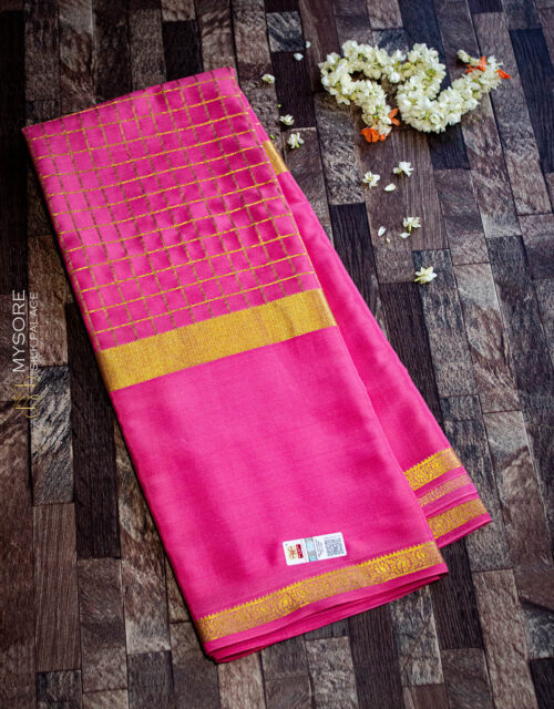 Peach Mysore Silk Saree