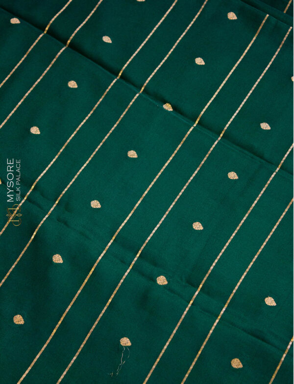 Green pure Mysore Silk Saree - Image 2