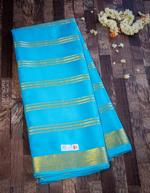 Sky Blue Pure Mysore silk Saree