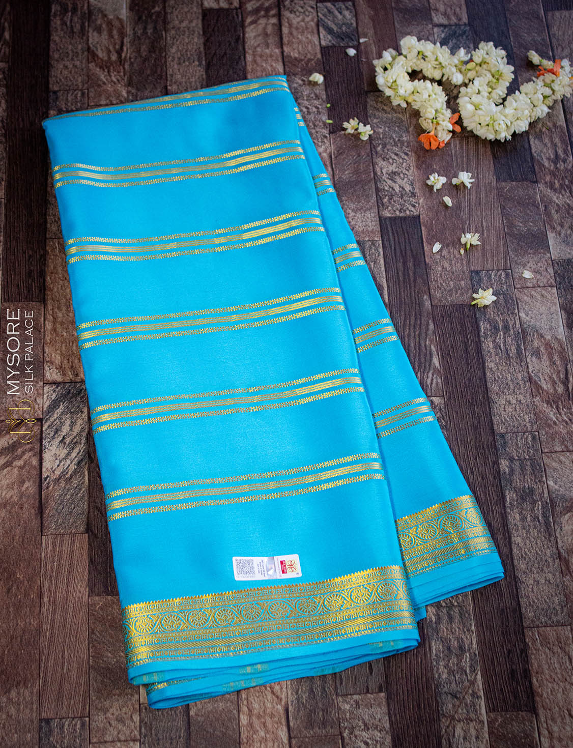 Sky Blue Pure Mysore silk Saree
